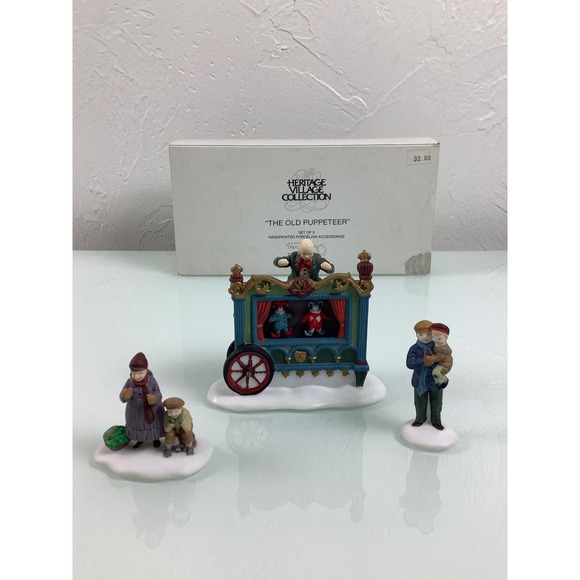 VTG Dept 56 heritage village collection The old Puppeteer 3 figurines Complete - Picture 1 of 11